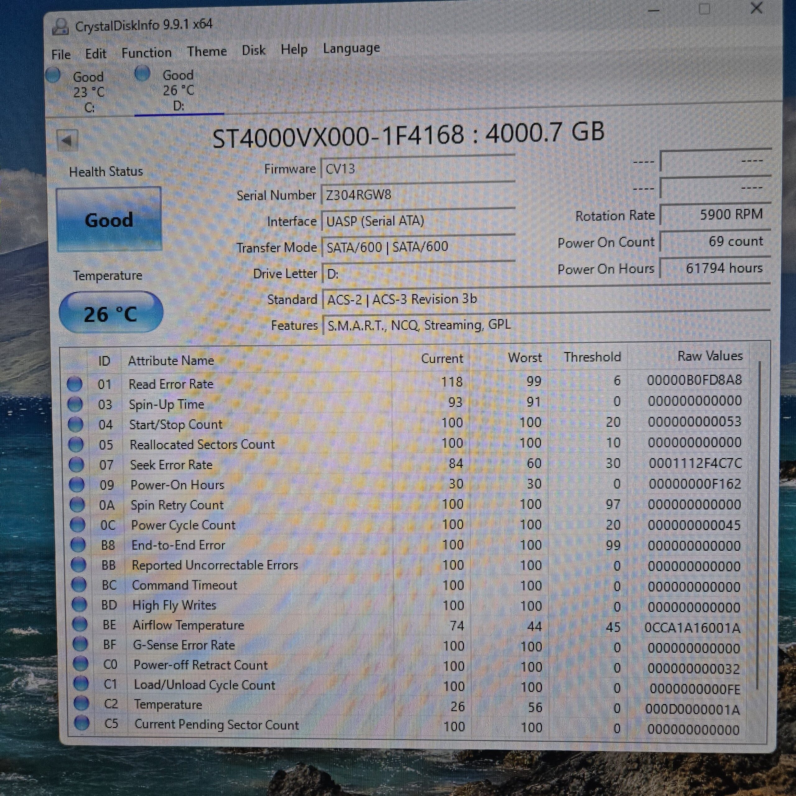 Seagate Surveillance 4TB 3.5" SATA HDD Hard Drive ST4000VX000 Tested Good Health - Image 3